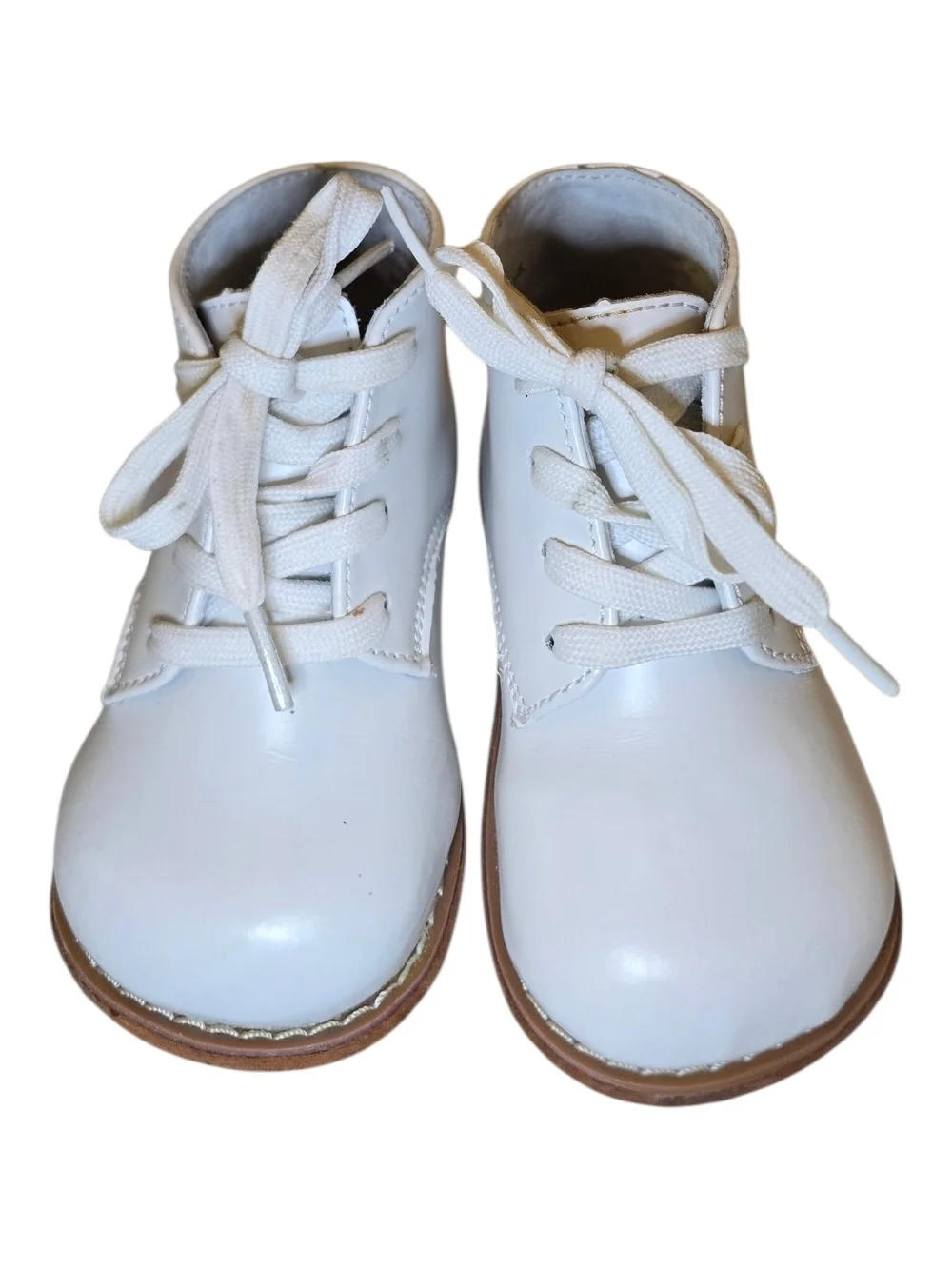 Caroo Walker White Leather Lace-Up Baby Boots Christening First Walking Shoes